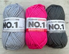 3 x 50g MyBoshi No 1, Mützengarn Schnellstrickgarn  Silber, Neonpink, Titangrau