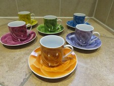 6 bunte Espresso-Tassen - Rosenmuster - Porzellan - top Zustand