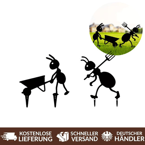 Ameise mit schubkarre und - schubkarre,