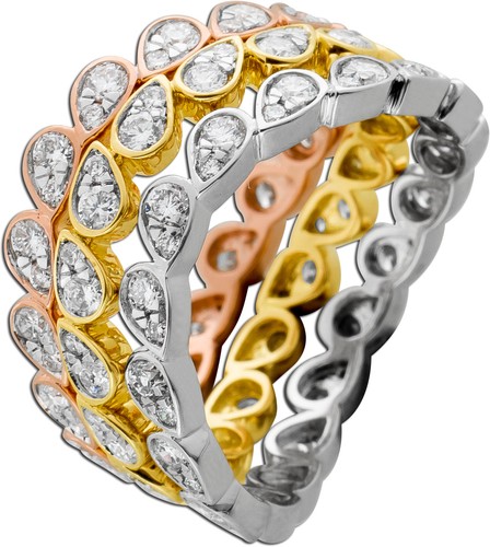 Tricolor brillantring ring - tricolor, set