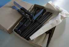 Vintage Menübesteck Besteck Form Bauhaus Edelstahl mit Holzgriffe (FM22-124)