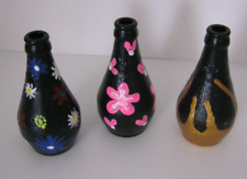 Blumenvasen - Dekovasen -  Dekoflaschen 3er Set - Kerzenhalter -  handbemalt