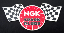 Werbe-Aufkleber NGK Zündkerzen Spark Plugs Motorsport Zielflagge Oldtimer 80er