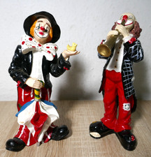 ❤️2 KERAMIK CLOWNS 2 CLOWNS MUSIKANTEN CLOWNS TROMPETER CLOWN SEHR SÜß 20CM HOCH