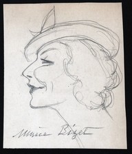 Marie Bizet actress actrice chanteuse Portrait drawing dessin van Caulaert 1937