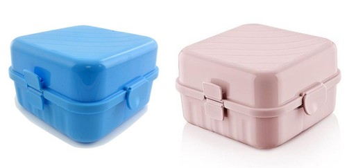 2er set lunchbox blau und - lunchbox, rosa