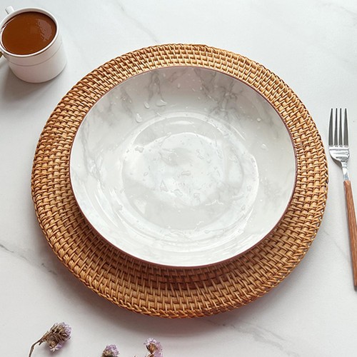 Runder rattan ladeteller - runder, rattan-ladeteller