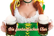 Blechschild 20x30 Sexy Pin up Girl Die fantastischen vier Bier Busen Bar Kneipe