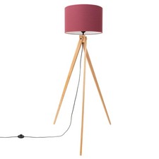 Stehlampe holz stoff bordeaux - stehlampe,