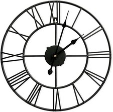 Schwarze Wanduhr aus Metall - 40 cm Vintage-Design ohne Tickgeräusche Wanduhren