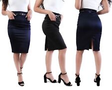 Damen Satinrock Stretch Midi