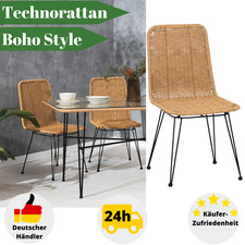 Gartenstuhl Rattan Braun Metall Balkonstuhl Stuhl Sessel Terasse Outdoor Garten