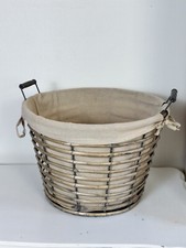 Boho Shabby Wäschekorb Rattan Metall Beige Korb XL Landhaus