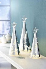 LED-Glaskegel "Engelswald" Silber, 3er-Set Deko Weihnachtsdeko Advent Dekoration