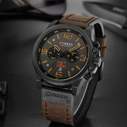 Herren leder quarz armbanduhr - leder,