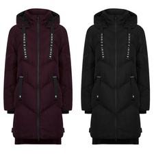Damen Longline Puffer Mantel Kapuze dicke warme Steppjacke von Saint & Sinner