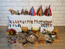 Cowboy und Indianer Figuren Konvolut, Zelte, (gebraucht, Fehlteile, auch Timpo)