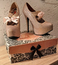 BORDELLO TEEZE-04R Plateau Pumps Rosa Strass / Absatzhöhe 15 cm