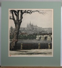 Vladislav Röhling (1878-1949) Hradschin/Hradčany/Prag. Radierung signiert