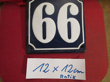 Hausnummer Antik  66 / 99 weisse Zahl blauer Hintergrund 12 cm x 12 cm Emaille
