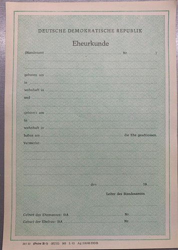 Eheurkunde ddr unbeschriebenes - eheurkunde,