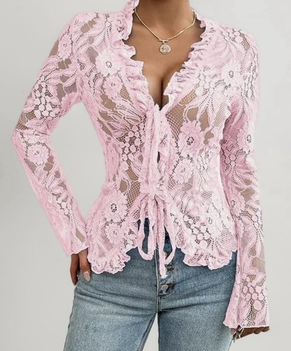 Damen sexy langarm mesh - damen,