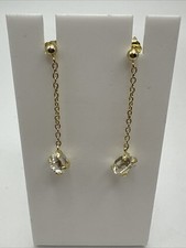 Herkimer Minen Sterlingsilber "Diamant" Quarz Kette Ohrhänger 1,5"