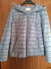 Steppjacke, Gr. 38, hellblau, Kapuze, Reißverschluss, Übergang, federleicht