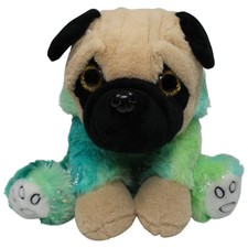 Morgenroth Süßer Mops mit Glitzeraugen & grüner Kleidung Kuscheltier 30cm Ge