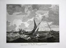 ca. 1800 Holland Schiff ship boat Netherlands Kupferstich engraving van de Velde