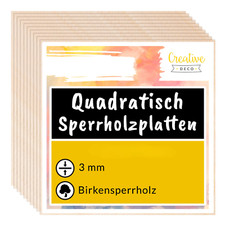 Creative Deco 3 mm Sperrholzplatte Quadratisch 20 / 30 / 40 cm Birken Sperrholz