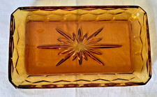 Alte kleine rechteckige Schale aus Braunglas 12x20cm