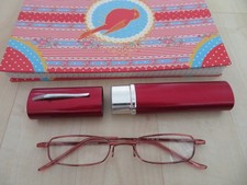 Lesebrille in eleganter Metallbox Rot +1,5 Dioptrien