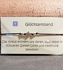 Glücksarmband mit Zugbandverschluss auf Karte mit Spruch Motiv: Kreuz (8)