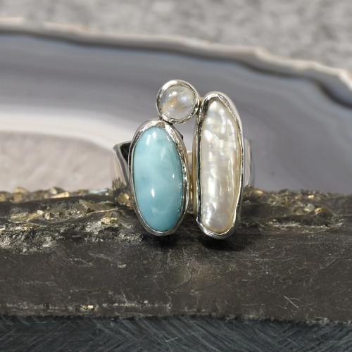Larimar ring 925er silber - larimar,