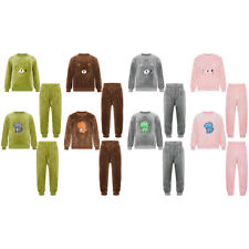 DE Kinder Pyjama-Set Flanell Langarm Schlafanzüge Pullover mit Hose Winter