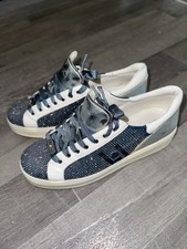 Liu jo Schuhe 39,  Glitzer, Strass, Sneaker, Weiß, Blau Silber, Plateau 3,5 Cm