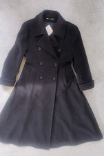 Wollmantel, Damen, dunkelgrau, Gr. 38, lang, taillierte Form, weiter Rock