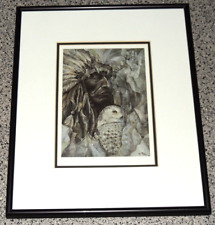 gerahmtes Wandbild Indianer Eule Norman Marshall ca. 28x34cm Dekor Geschenk