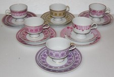 6 Sammeltassen Lichte Sammeltasse Service Fußtasse Porzellan dezente Farbtöne