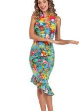 Damen Hawaii bedruckt blau