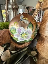 Glaskugel,Christbaumkugel,Kugel,Christrose, Blume,8cm,Weihnachtskugel,handbemalt