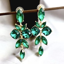 Wunderschöne funkelnde Strass Ohrringe Kristall Ohrstecker Smaragdgrün Glas 