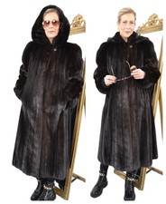 A5630 NERZMANTEL ECHT PELZ PELZMANTEL NERZ MANTEL KAPUZE - MINK FUR COAT HOODED