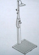 Cascada Pool Außen dusche Shorea Hartholz Kopf + Handbrause H-210cm Gartendusche