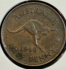 ½ Penny 1949- George VI without"IND:IMP"Perth Mint Australia In Vorzüglich#24/7
