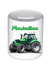 Personalisierte Spardose – Grüner Traktor mit Namen, Geschenk für kleine Traktor