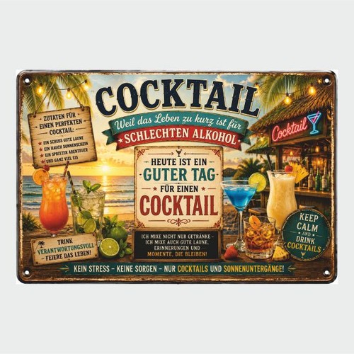 Blechschild cocktail leben - cocktail,