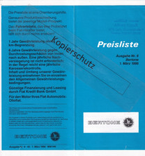 BERTONE Preisliste 1986 Preise