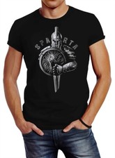 Neverless® Herren T-Shirt Aufdruck Sparta Spartaner-helm Krieger Warrior